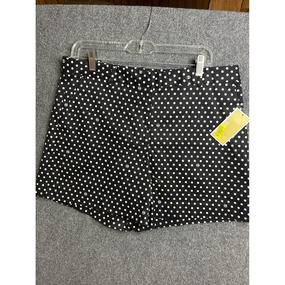 Michael Michael Kors Polka Dot Shorts Black White Logo Size 12 NWT